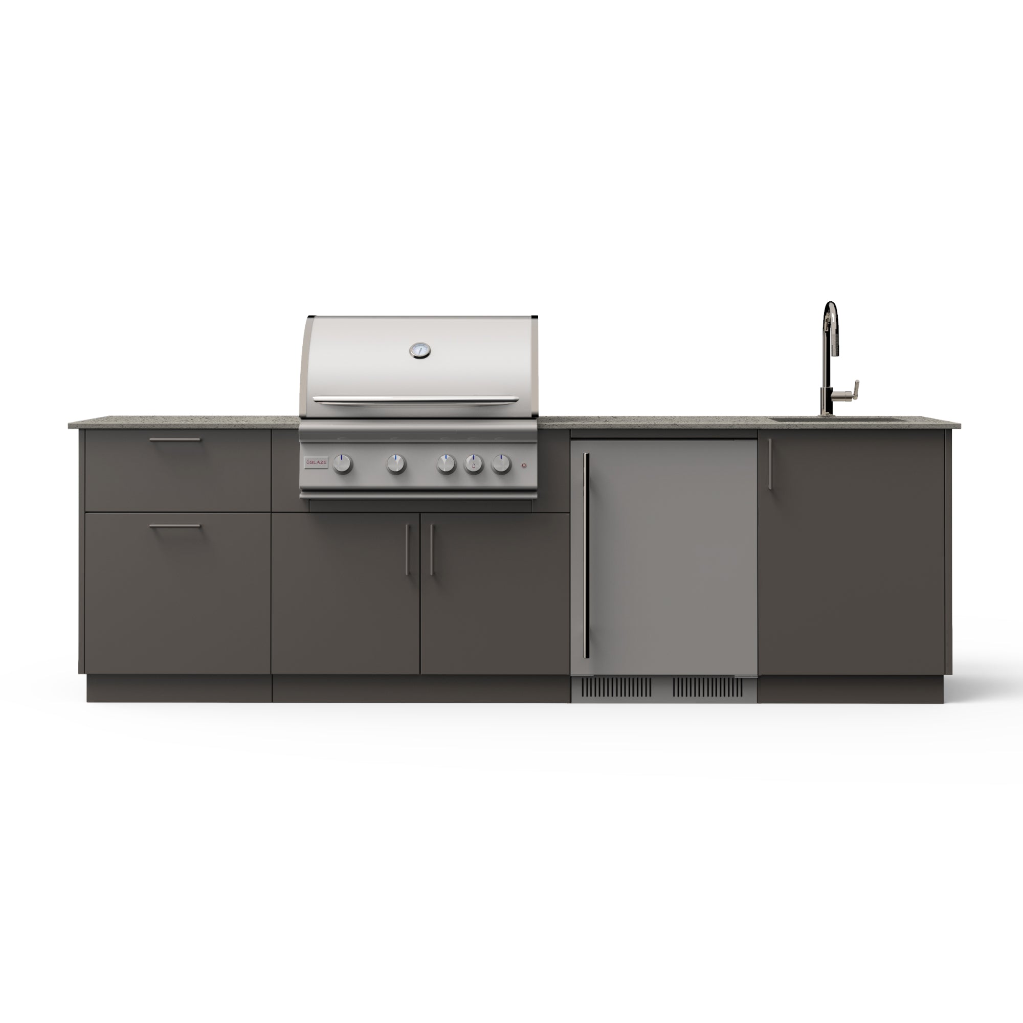 Blaze Golden Hour 10-Ft Outdoor Kitchen Island with 32-inch LTE+ Grill, 5.5 Cu. Ft. Refrigerator, and Sink