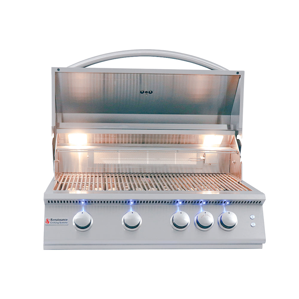 32" Premier Grill, Blue LED W/Rear Burner