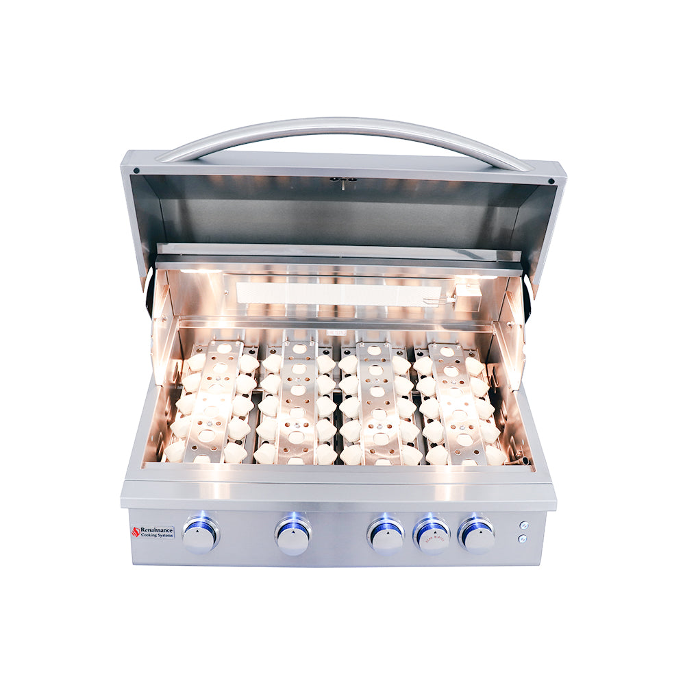 32" Premier Grill, Blue LED W/Rear Burner