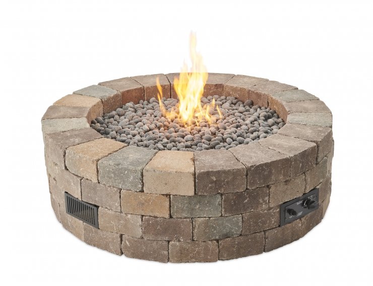 Bronson Block Round Gas Fire Pit Kit