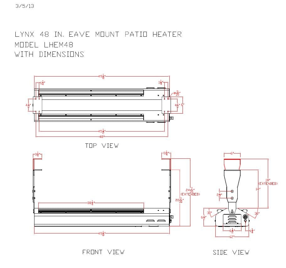48" Professional Eave Mounted Infrared Heater NG