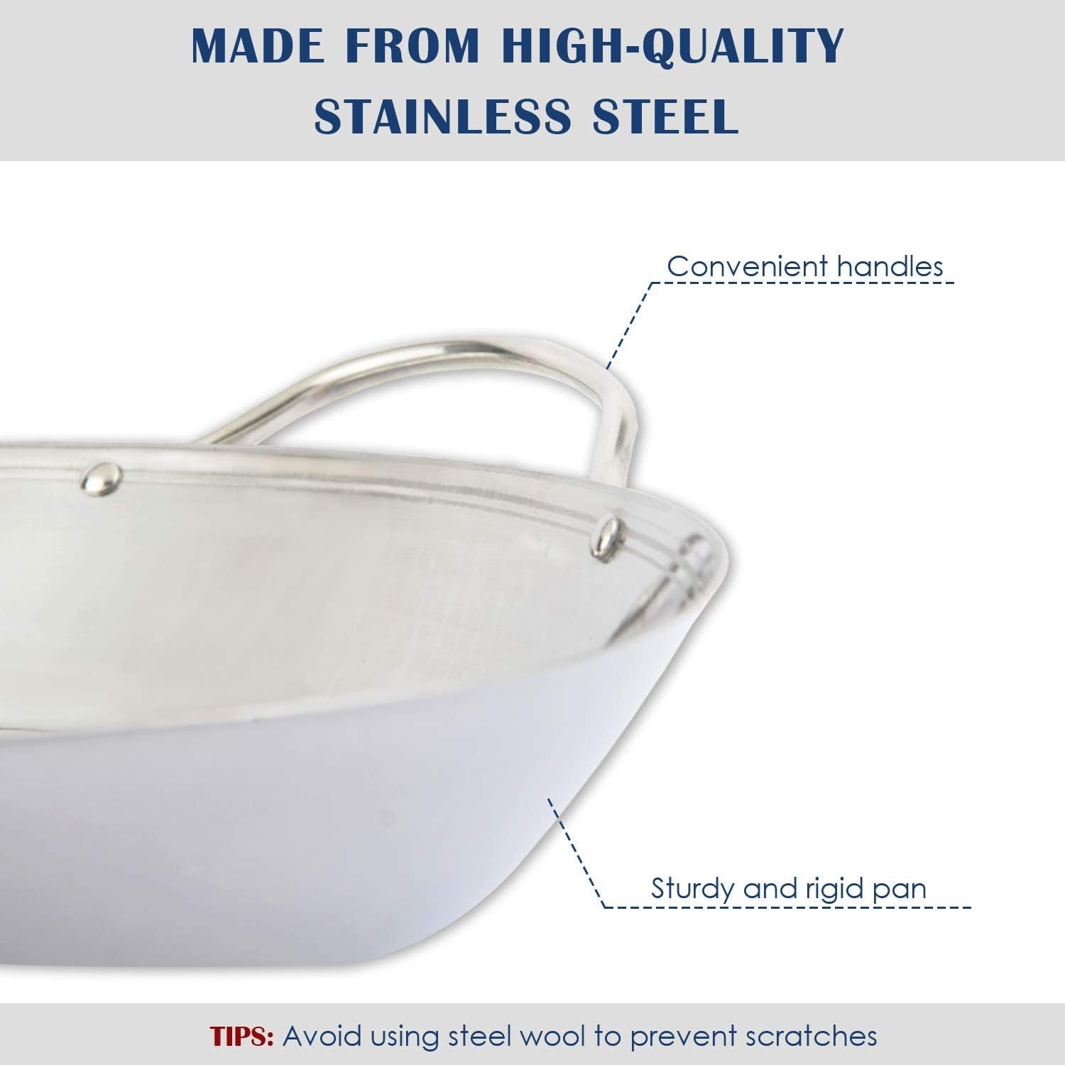 Stainless Steel Stir-Fry Paella Pan