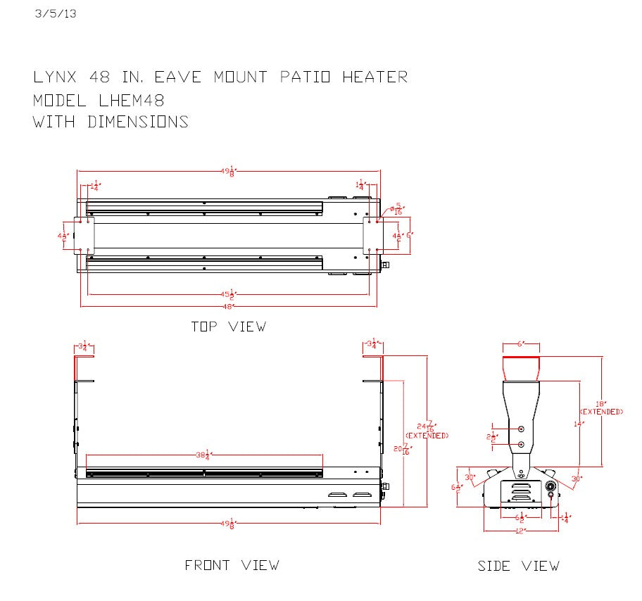 48" Professional Eave Mounted Infrared Heater