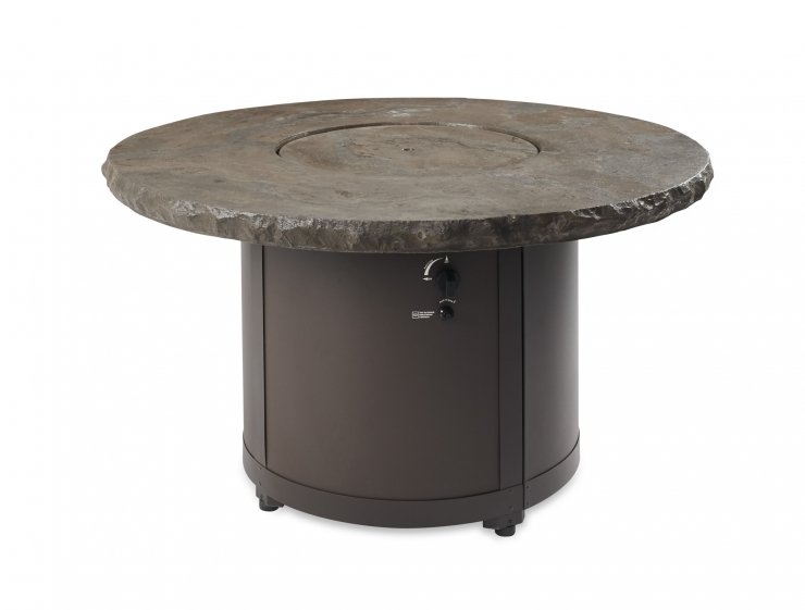 Marbleized Noche Beacon Round Gas Fire Pit Table