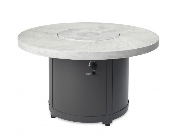 White Onyx Beacon Round Gas Fire Pit Table