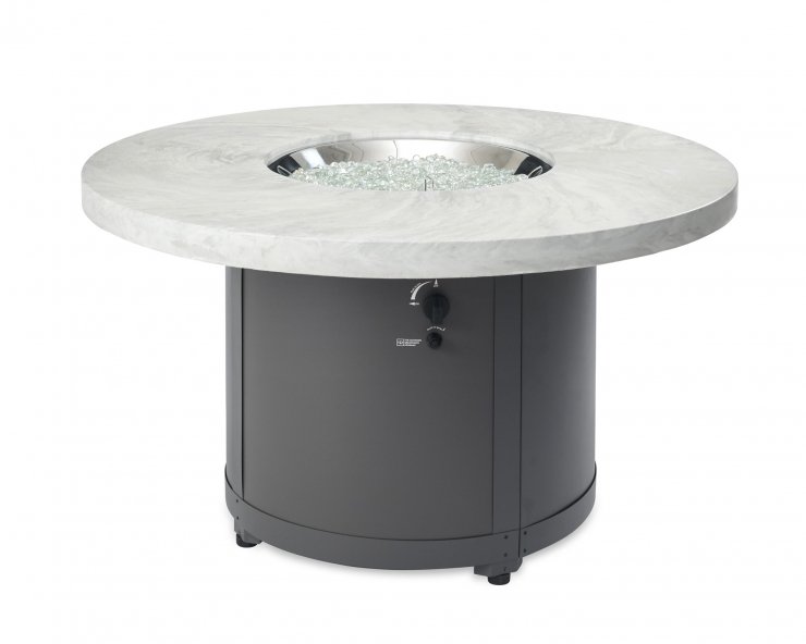 White Onyx Beacon Round Gas Fire Pit Table