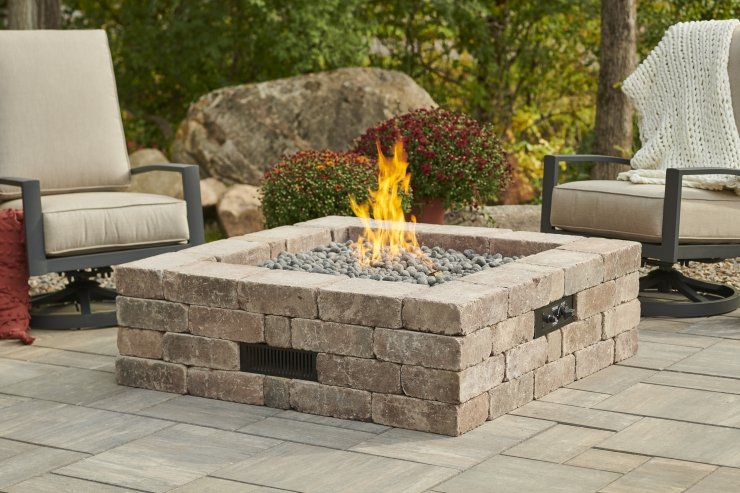 Bronson Block Square Gas Fire Pit Kit