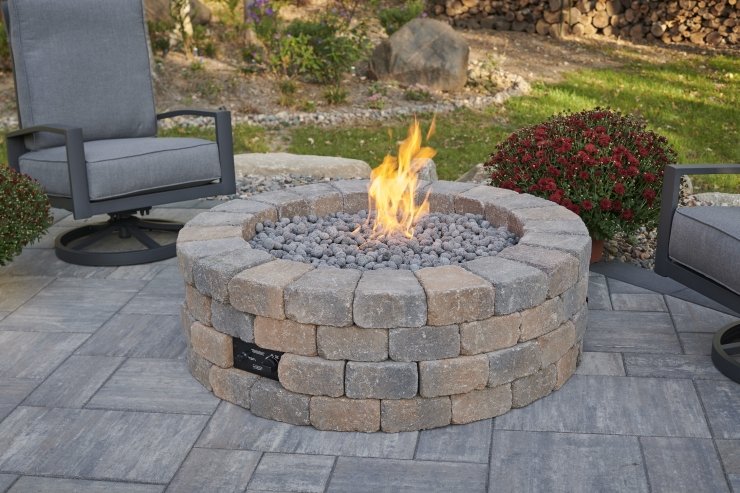 Bronson Block Round Gas Fire Pit Kit