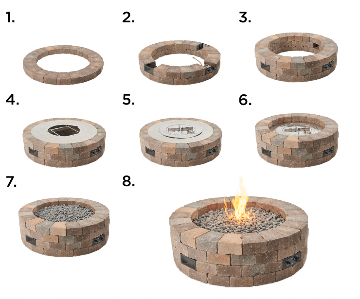 Bronson Block Round Gas Fire Pit Kit