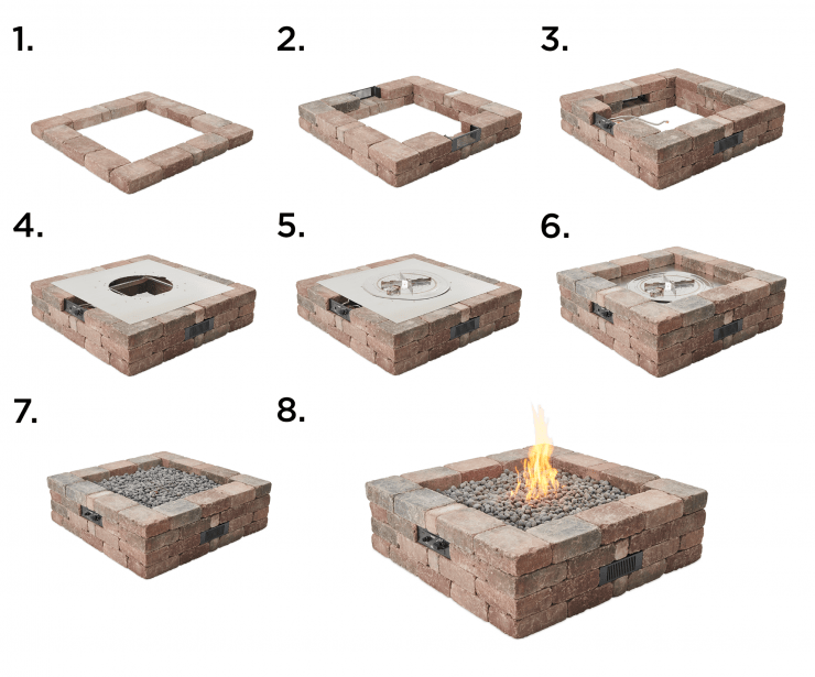 Bronson Block Square Gas Fire Pit Kit