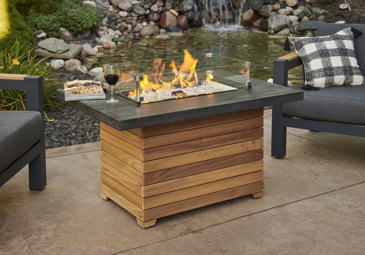 Darien Rectangular Gas Fire Pit Table with Everblend Top