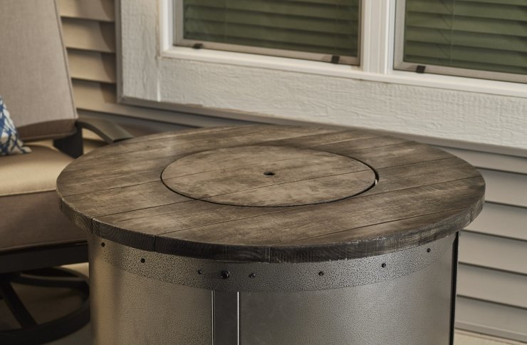 Edison Round Gas Fire Pit Table