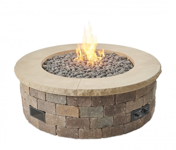 Bronson Block Round Gas Fire Pit Kit