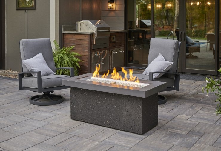 Grey Key Largo Linear Gas Fire Pit Table