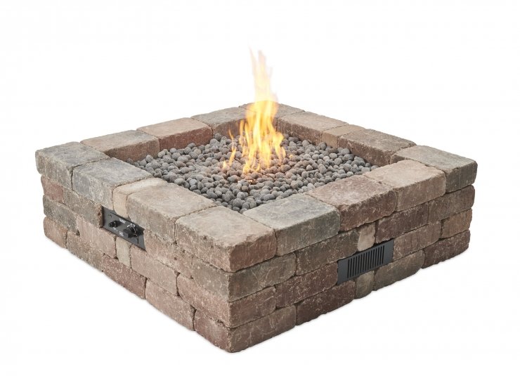 Bronson Block Square Gas Fire Pit Kit